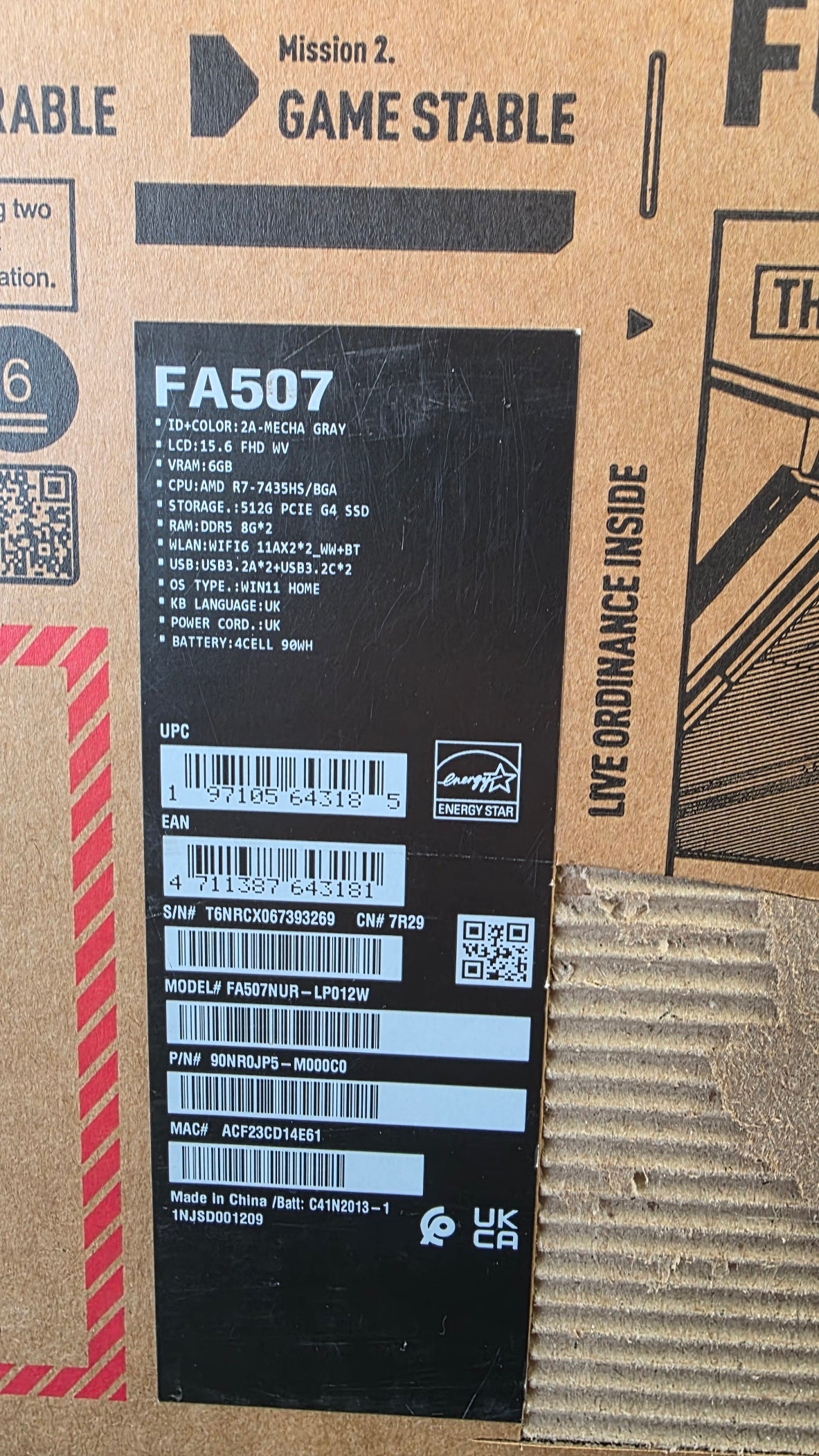 ASUS TUF Gaming A15 Laptop – Ryzen 7 7435HS, RTX 4050, 16GB RAM, 512GB SSD