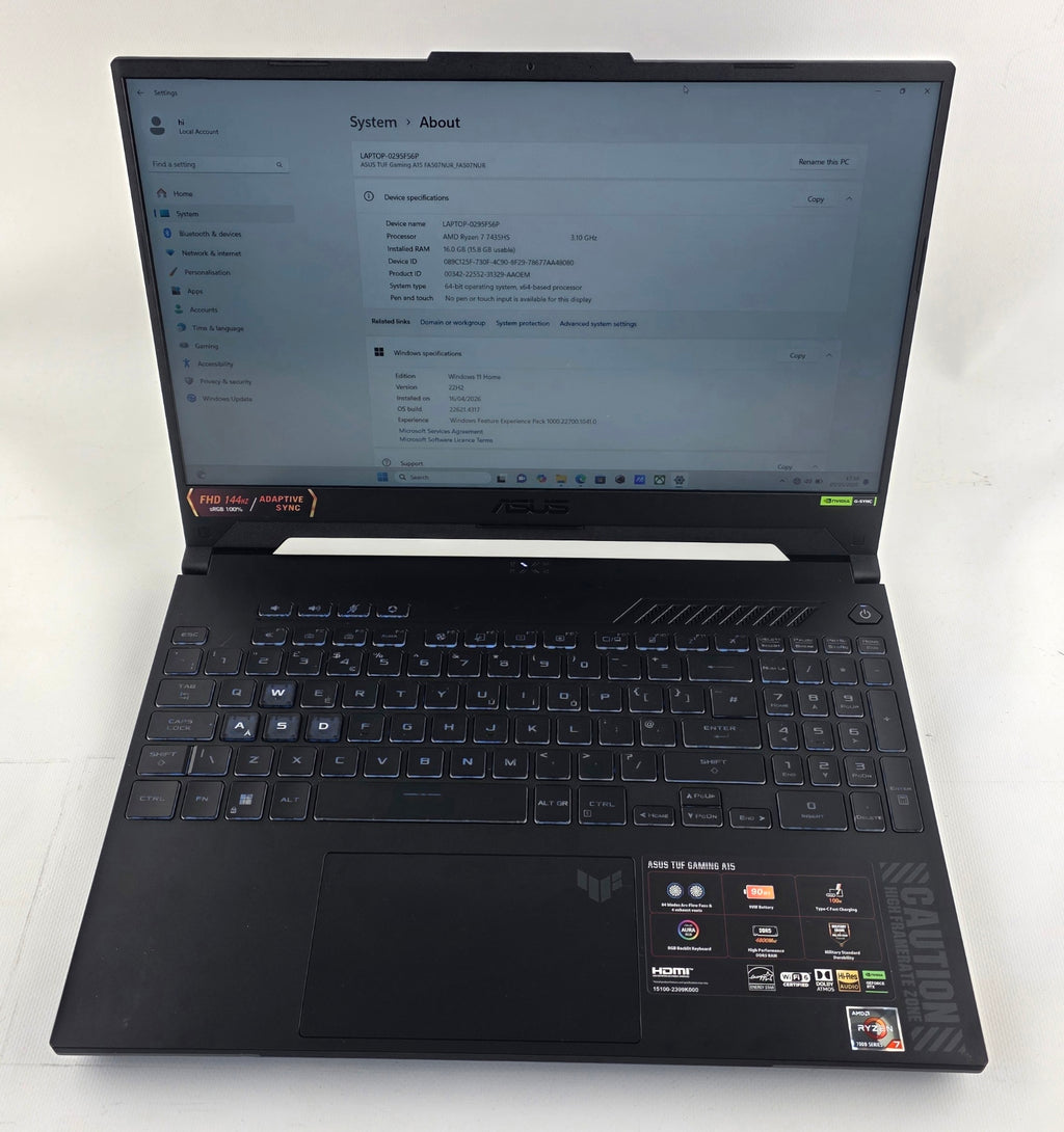 ASUS TUF Gaming A15 Laptop – Ryzen 7 7435HS, RTX 4050, 16GB RAM, 512GB SSD