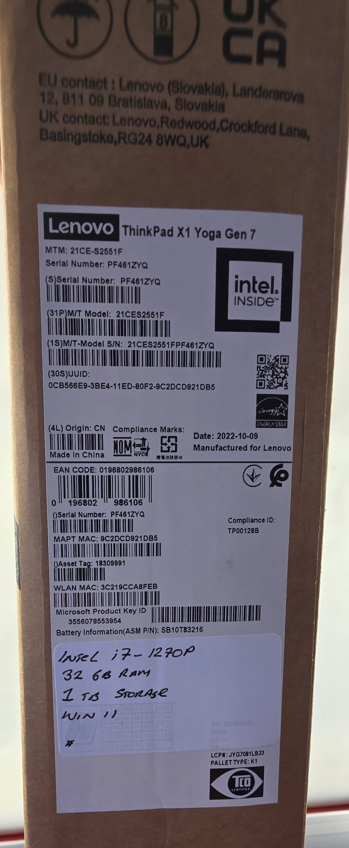 Lenovo ThinkPad X1 Yoga Gen 7 – Intel Core i7-1270P, 32GB RAM, 1TB SSD
