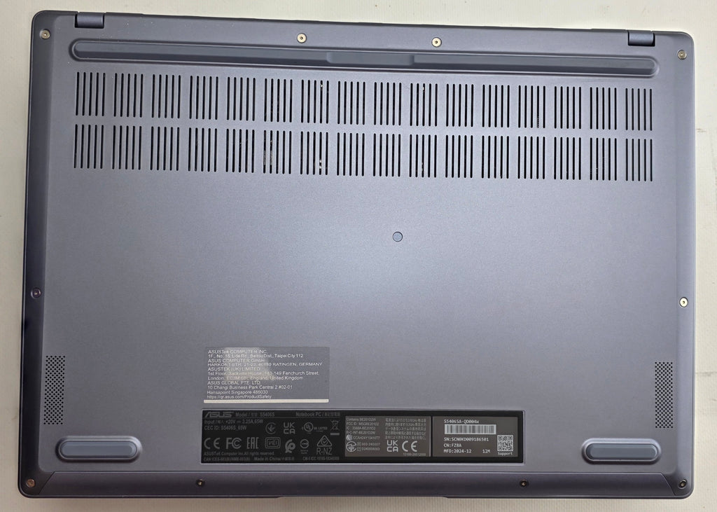 Back view of a laptop on a light gray background
