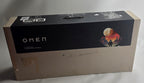 Omen gaming laptop box with artwork on a gray background