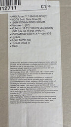 Product label with specifications on a gray background